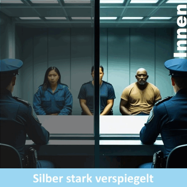 Spionspiegelfolie Silber verspiegelt Innenverlegung