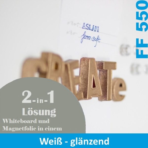 Whiteboardfolie Alsan FF 550 magnethaftend glänzend
