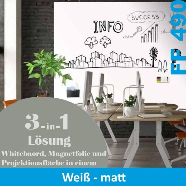 Whiteboardfolie Alsan FF 490 magnethaftend weiß matt