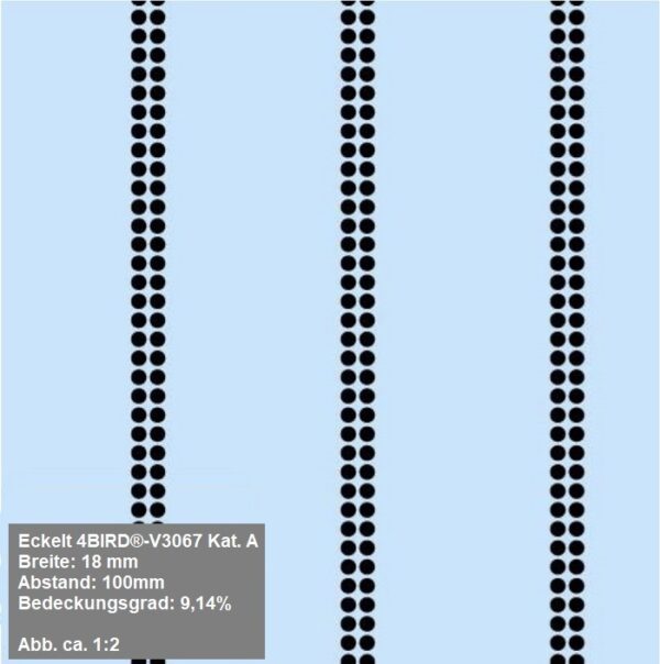 Schwarze Doppelpunktreihen Vogelschutzfolie Punkte schwarz